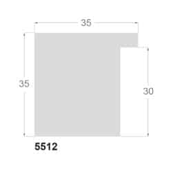 Silkemat hvid liste, 35 x 35 mm - Billede 2