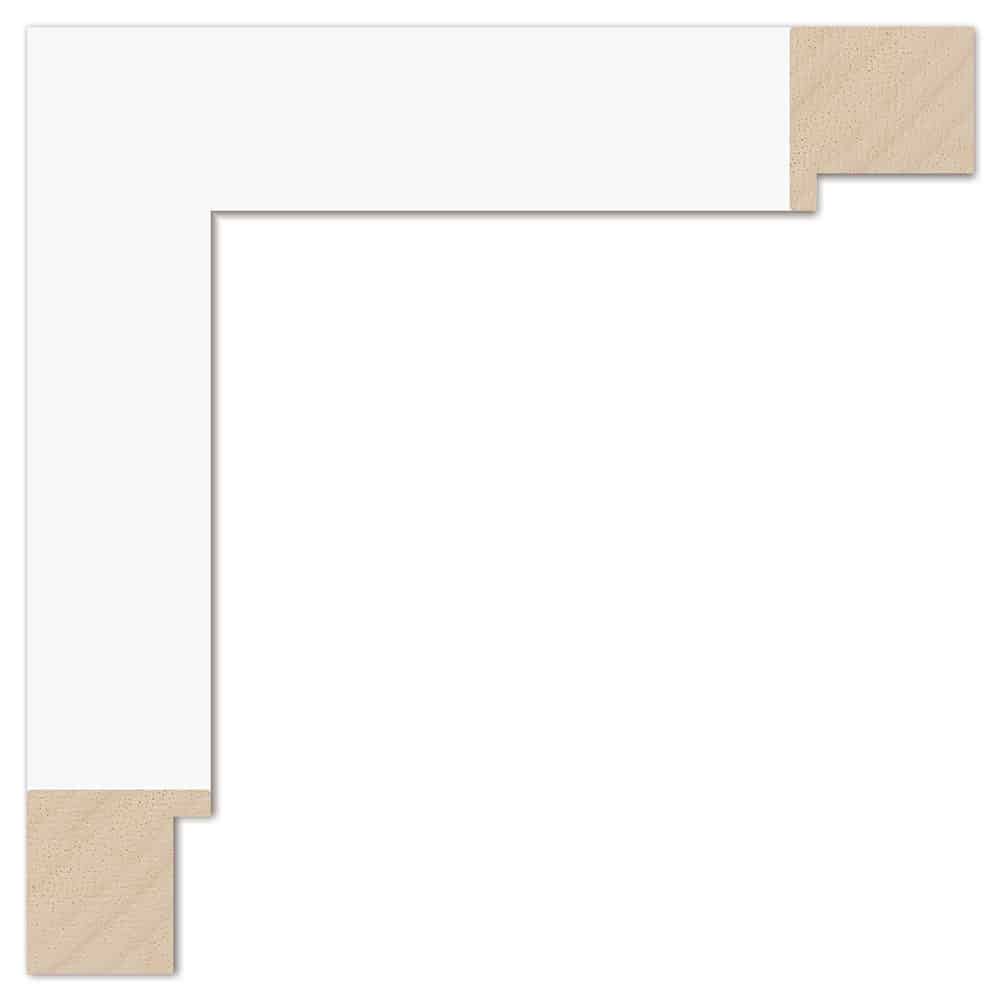Silkemat hvid liste, 35 x 35 mm