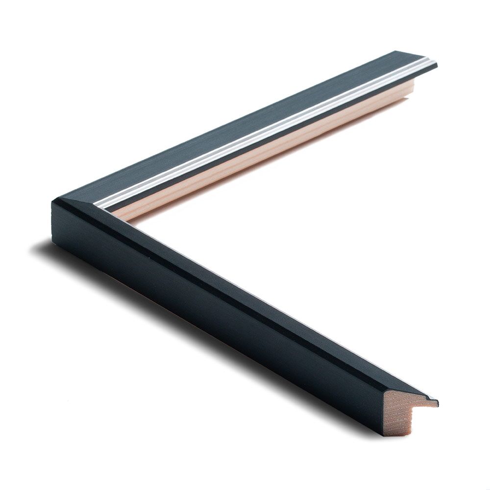 Mat sort m/smal sølv, 15 x 22 mm - Billede 3